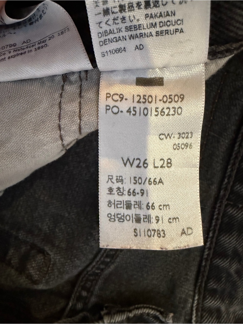 Levi’s Premium 501 Black Studded Straight Leg Jeans W26 L28 - Picture 9 of 9